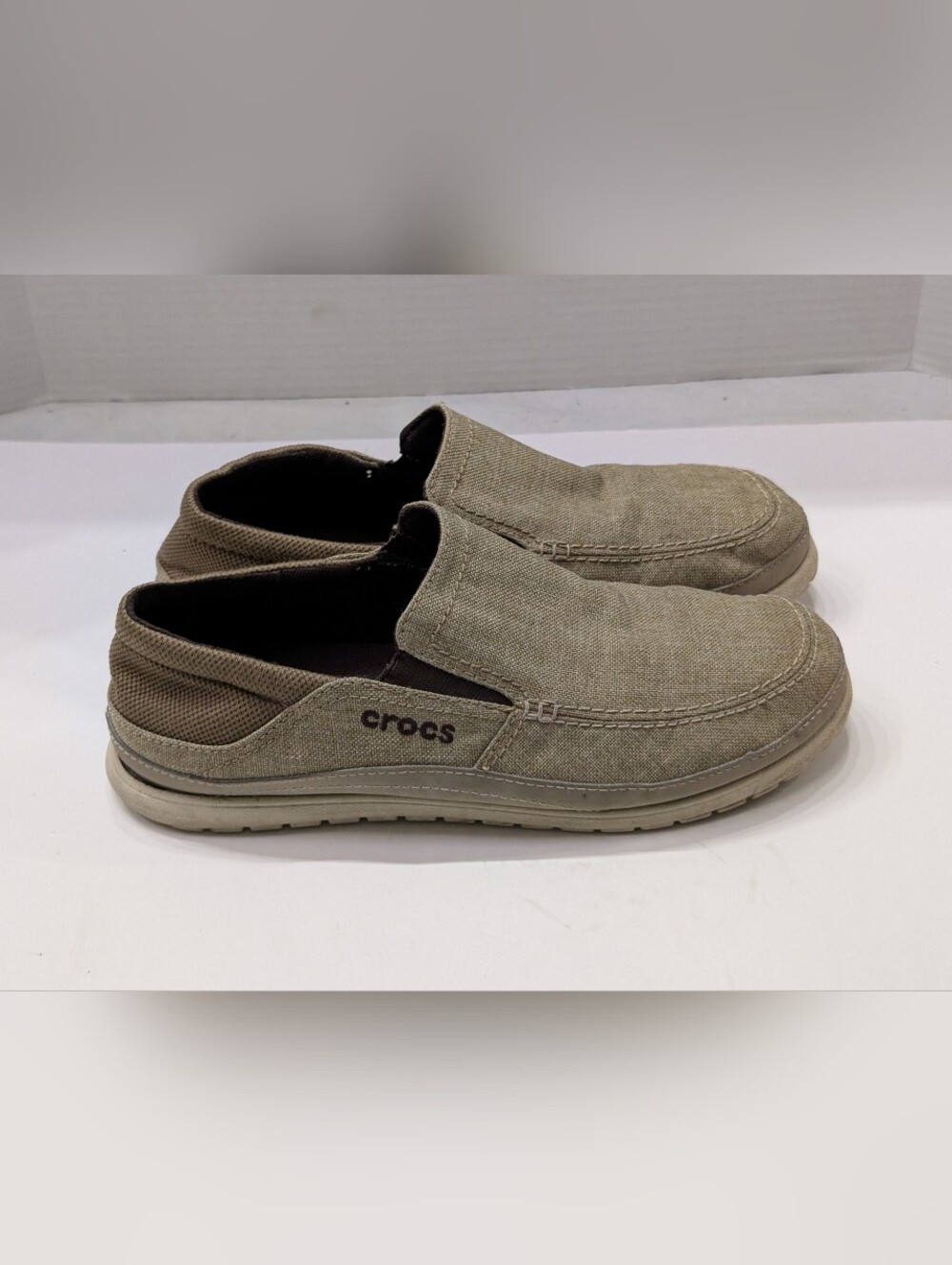 Crocs Men's 9 Dual Comfort Santa Cruz Boat Shoes Loafers Slip On Walking Brown